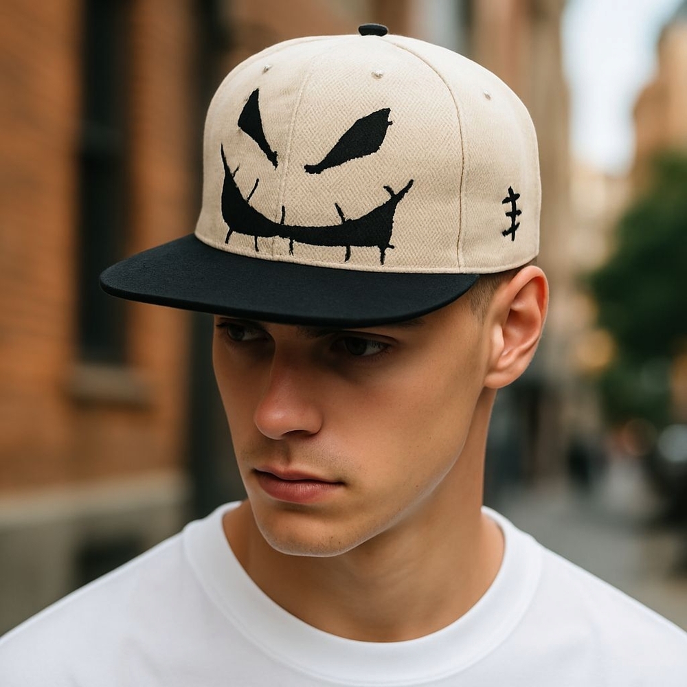 Disney Nightmare Before Christmas Woven Black And Beige Cap   45